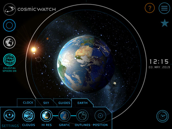 Cosmic watch search location