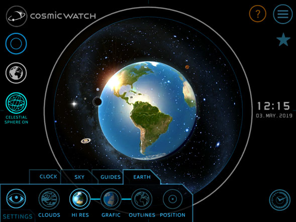 Cosmic watch search location