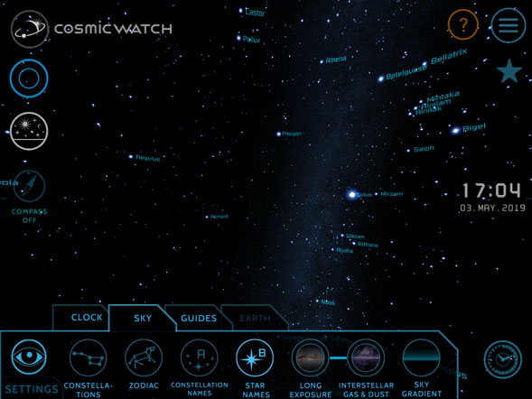 Cosmic watch search location