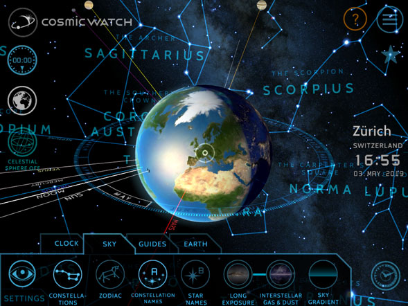 Cosmic watch search location