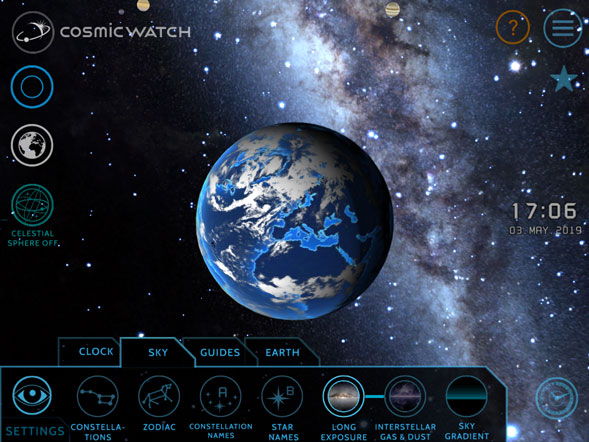 Cosmic watch search location