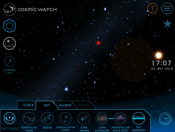 Cosmic watch search location