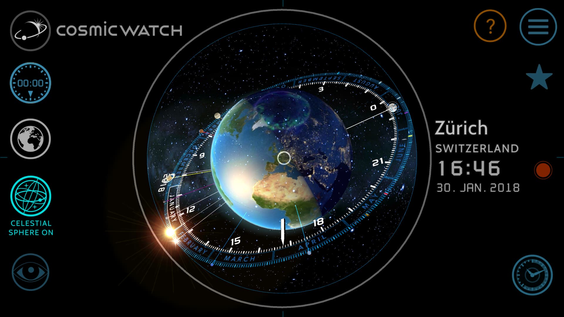 Cosmic watch clock