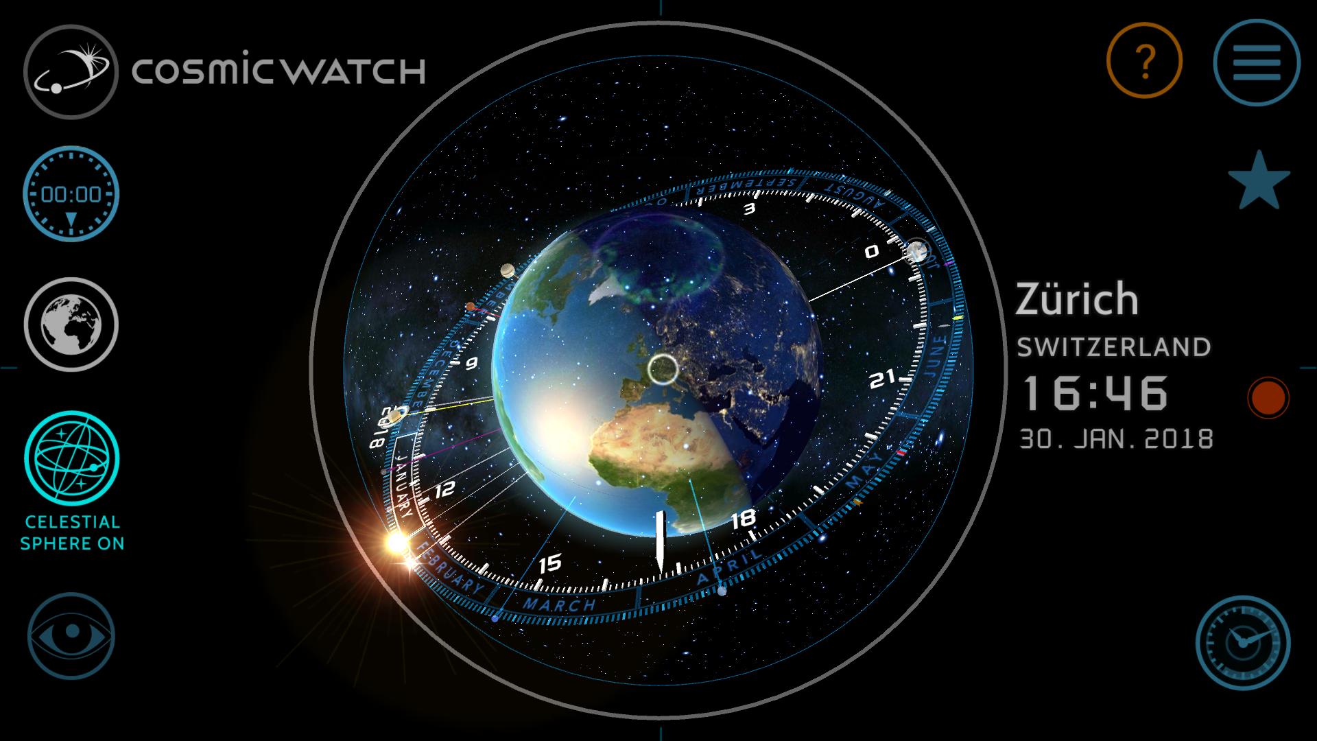 Cosmic watch clock